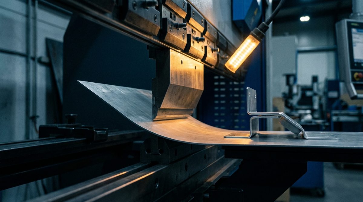 Press brake forming an aerospace sheet-metal bracket